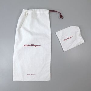 2 Salvatore Ferragamo Dust Bag Size Large and Mini Cream Pouch Italy Bundle